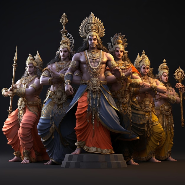 Photo illustration of indian mythology god vishnu and his ten avatars back