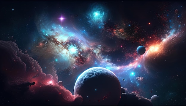 경외심을 불러일으키는 심우주의 경이로운 우주의 무한한 우주 별과 은하의 삽화