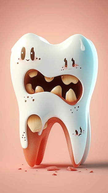 Illustration of inflamed gums and purulent teeth dental health concept Vertical Mobile Wallpaper