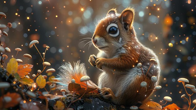 Illustration and Innovative Art The Space Squirrel Realistic Fantastic Cartoon Style Artwork Wallpaper Story Background Card Design