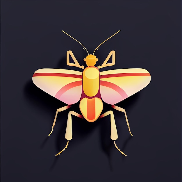 Illustration of insect character logo design on minimal style\
2d illustration created with generative ai technology