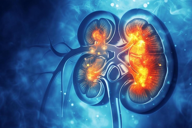 Photo an illustration of the inside of a human kidney
