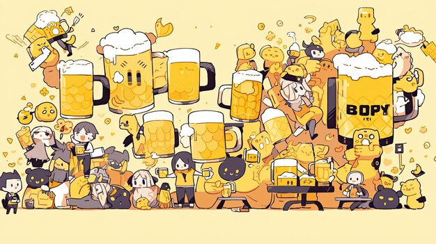 Photo illustration international beer day in yellow