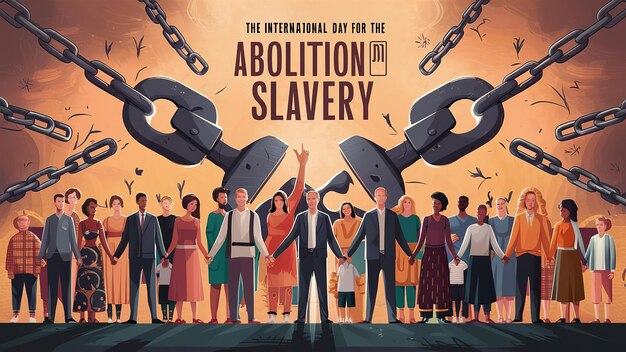 Photo illustration of international day for the abolition of slavery generative ai