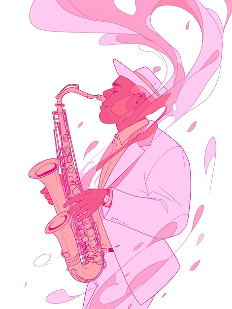 illustration International Jazz Day in pink