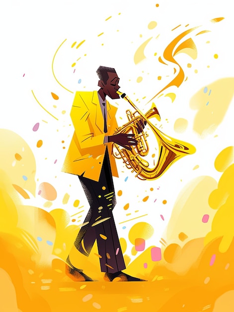 illustration International Jazz Day in yellow