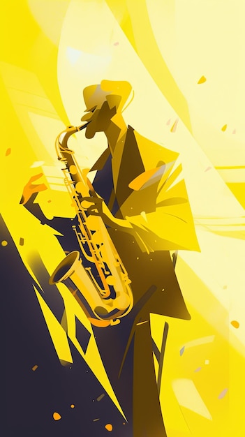 Международный день джаза в желтой иллюстрации