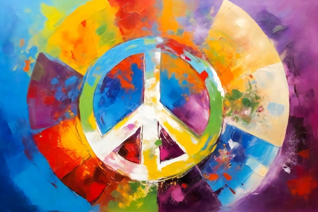 Illustration of the international peace sign of pacifism Logo and peace symbol