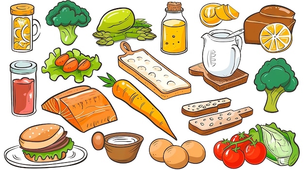 Illustration introducing the food I ate today isolated white background