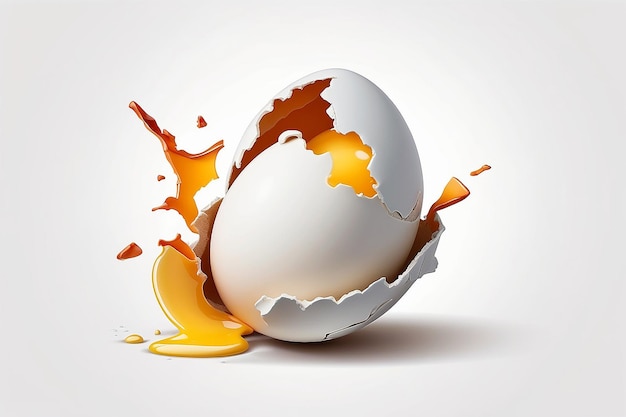 illustration of isolated broken egg on white background