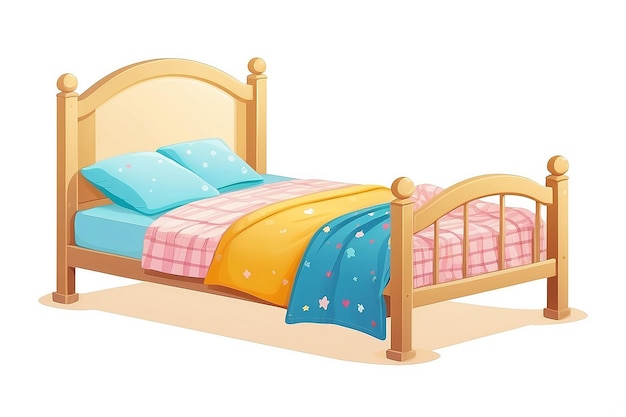 Иллюстрация изолированной детской кровати на белом фоне