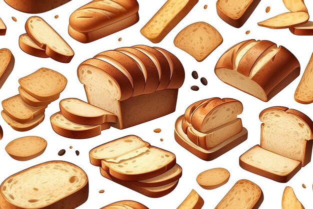 Иллюстрация отдельно нарезанного хлеба на белом фоне