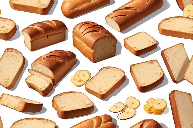 Illustration of isolated sliced bread on white background