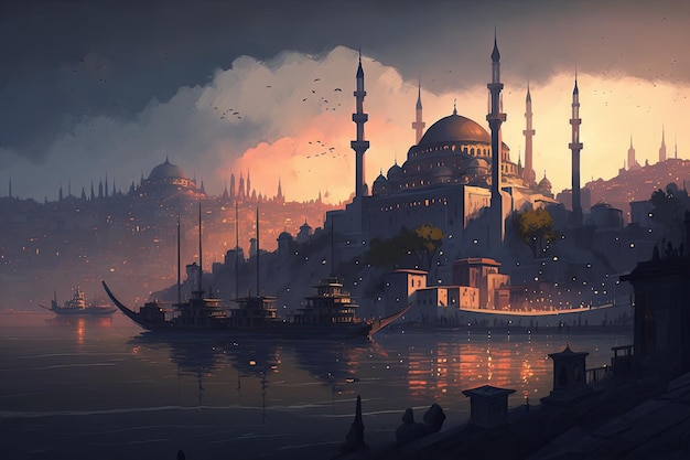 Illustration of the Istanbul skyline