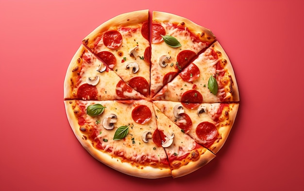 An illustration of an Italian pizza with a vivid and minimalist style Generative Ai