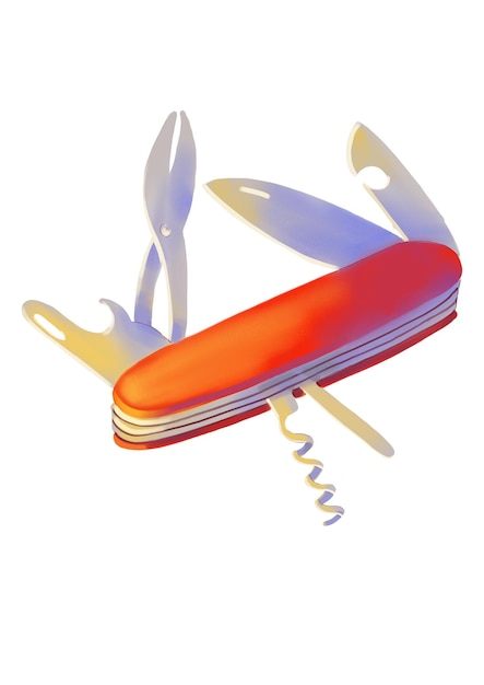 Photo illustration of items for computer games penknife small folding knife