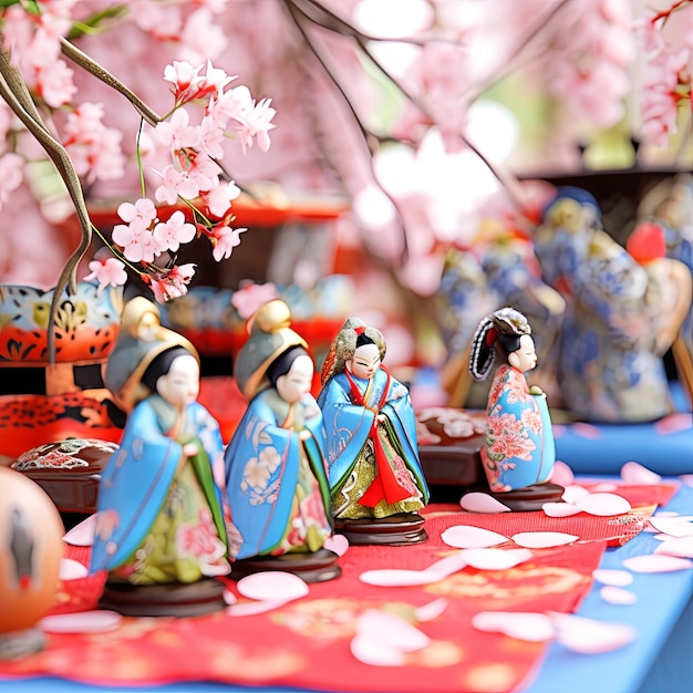 Photo illustration japan dolls festival in blue