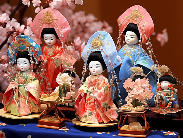 Photo illustration japan dolls festival in blue