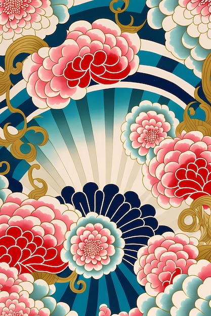 Photo illustration of japanese art pattern background, traditional and oriental culture design