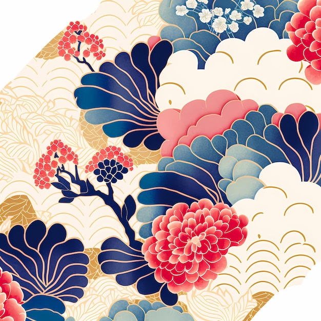 Illustration of japanese art pattern background, traditional and oriental culture design