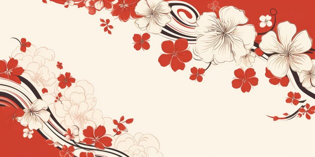 Illustration of japanese floral pattern for multiple uses