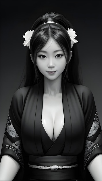 Иллюстрация японской гейши в кимоно