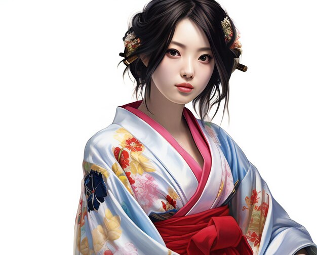 Illustration of a Japanese geisha wearing a kimono