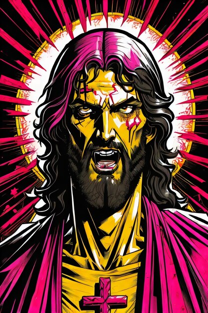 Photo illustration of jesus christ made with generative ai