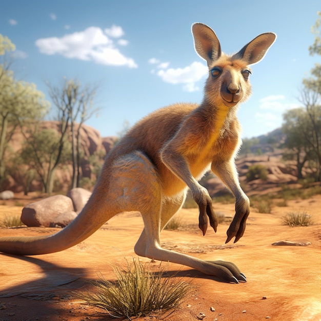 illustration of kangaroo with jelly jiggly legs cant run straight