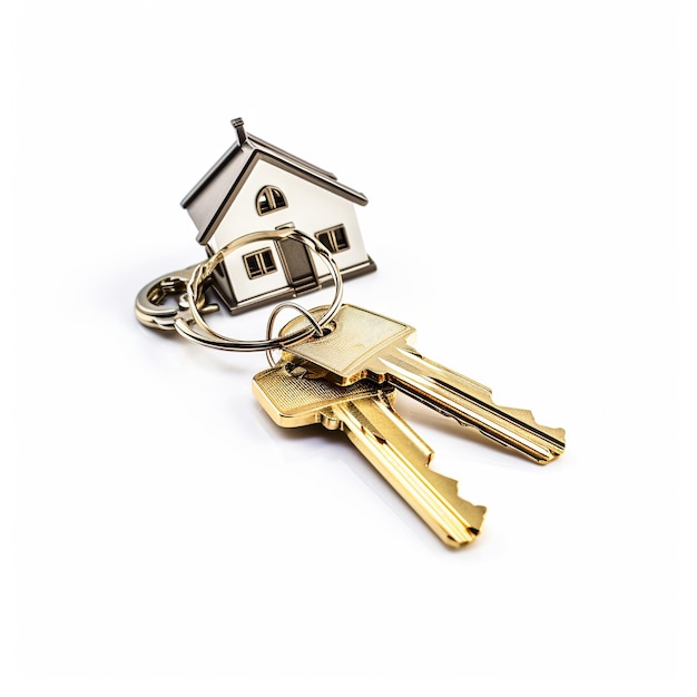 illustration of Keys Isolated House shaped keychain and keys isolat