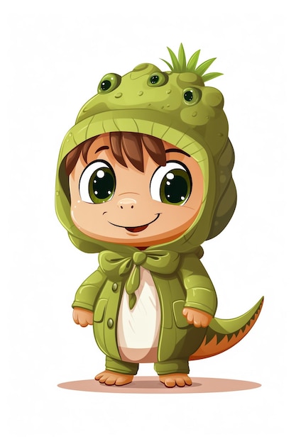 Illustration of kid in animal costume kid in Trex costume