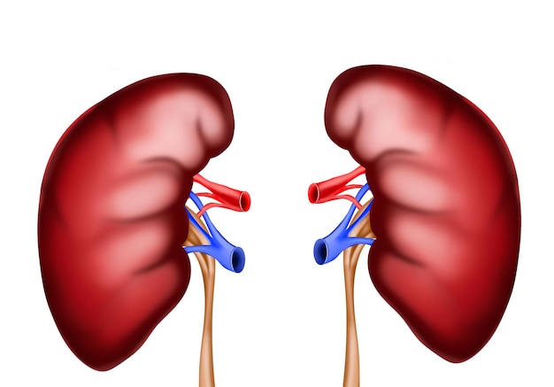 Illustration of kidneys on white background Human anatomy