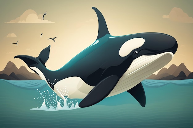 Illustration of a killer whale from nature