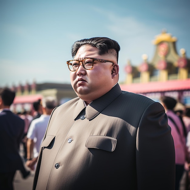 illustration of Kim jong un side shot 60mm lens fov cinematic