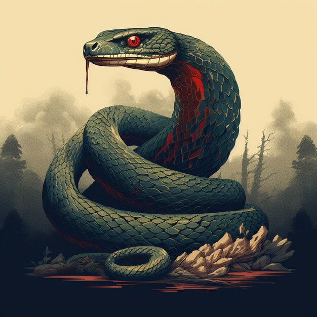 Foto illustrazione di un serpente cobra re