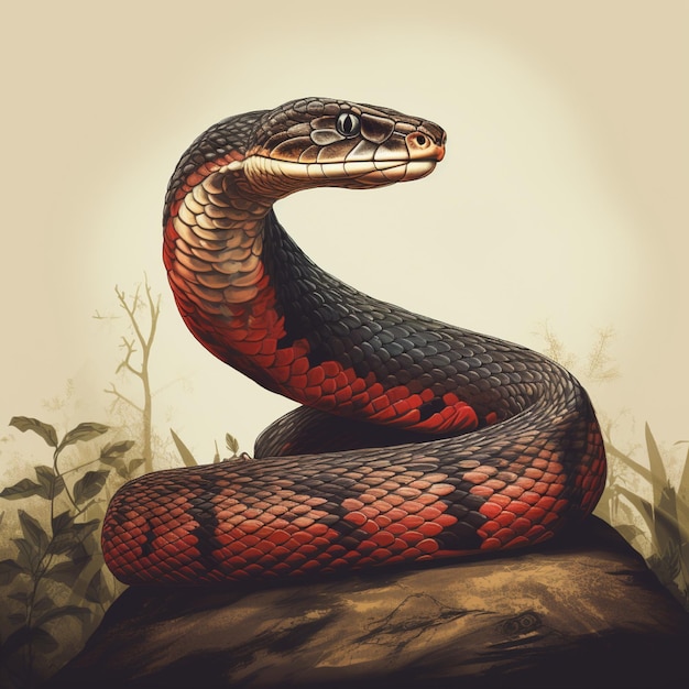 illustration of a king cobra snake