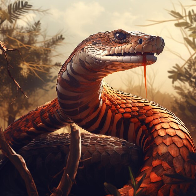 Foto illustrazione di un serpente cobra re