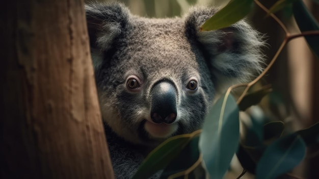 Illustration of a koala in a dense forest