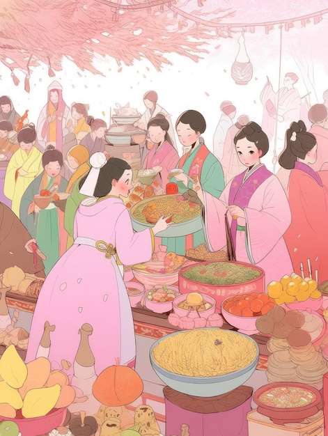 Foto illustrazione del capodanno coreano in rosa