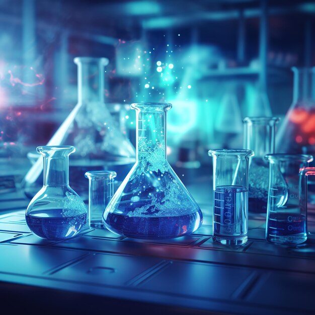 illustration of lab chemistry or science research and development co