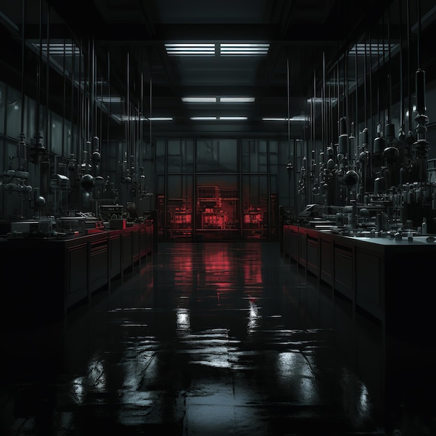 illustration of A laboratory dim darkon the floor