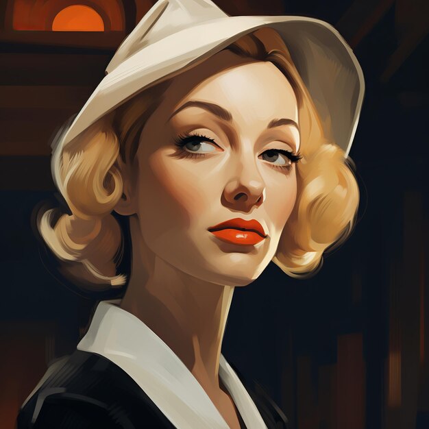 Foto illustrazione di lady frick nello stile di speedpainting film noir