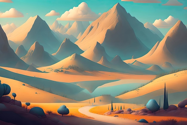 illustration of landscape in cartoon style