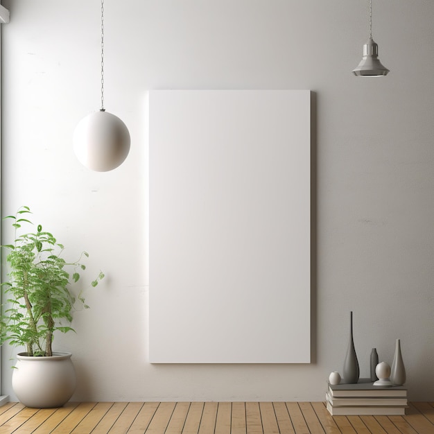 illustration of large vertical white 20x10inch blank unframed canvas