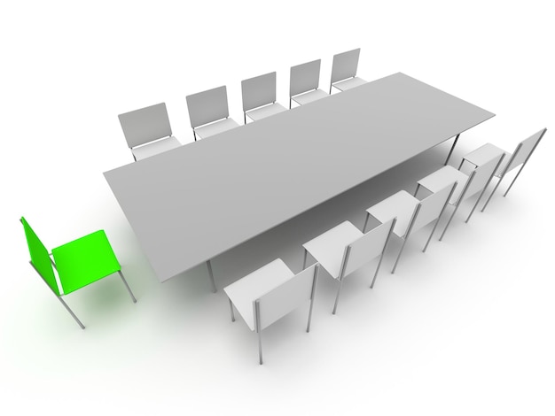 Illustration of leadership in the company. Chairs and table