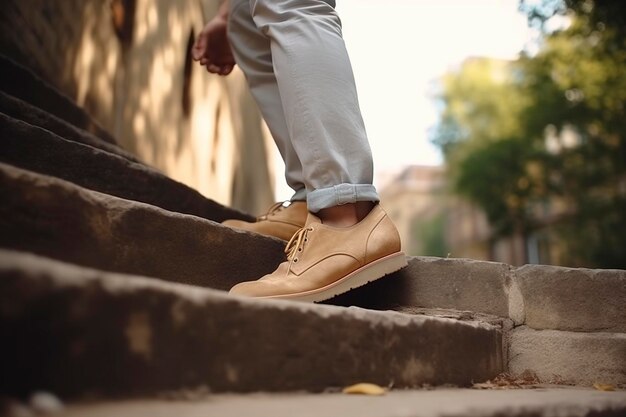 illustration legs of a man going up stairs ai generative