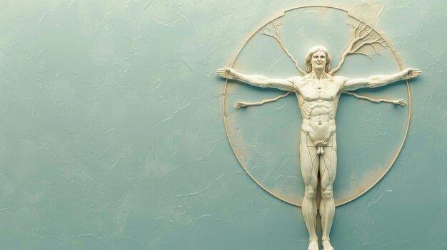 Photo an illustration of leonardo da vinci39s vitruvian man an early sketch by da vinci