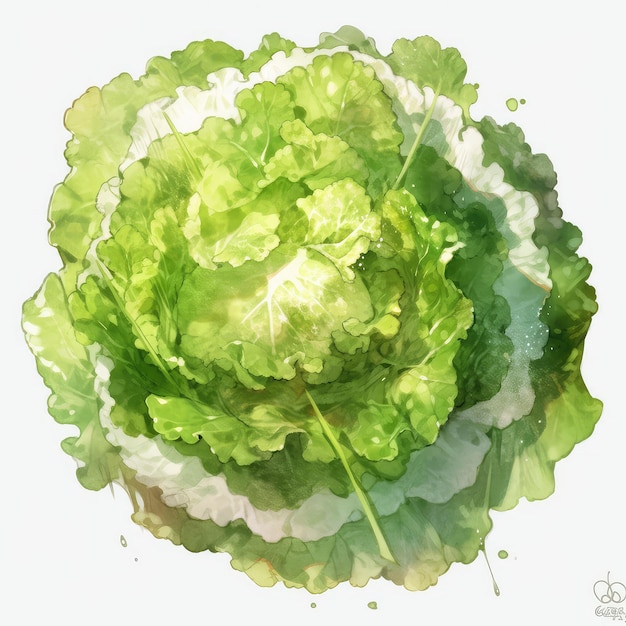 illustration lettuce leaves detailed drawing