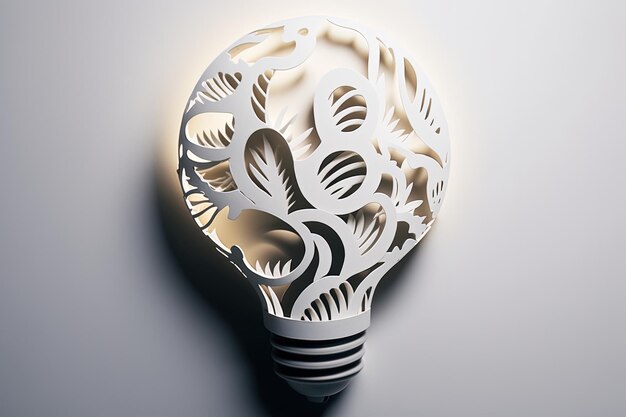 Illustration of light bulb made from paper cutout ideas concept Generative AI