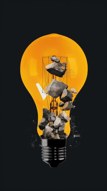 Photo illustration of a lightbulb collage abstract